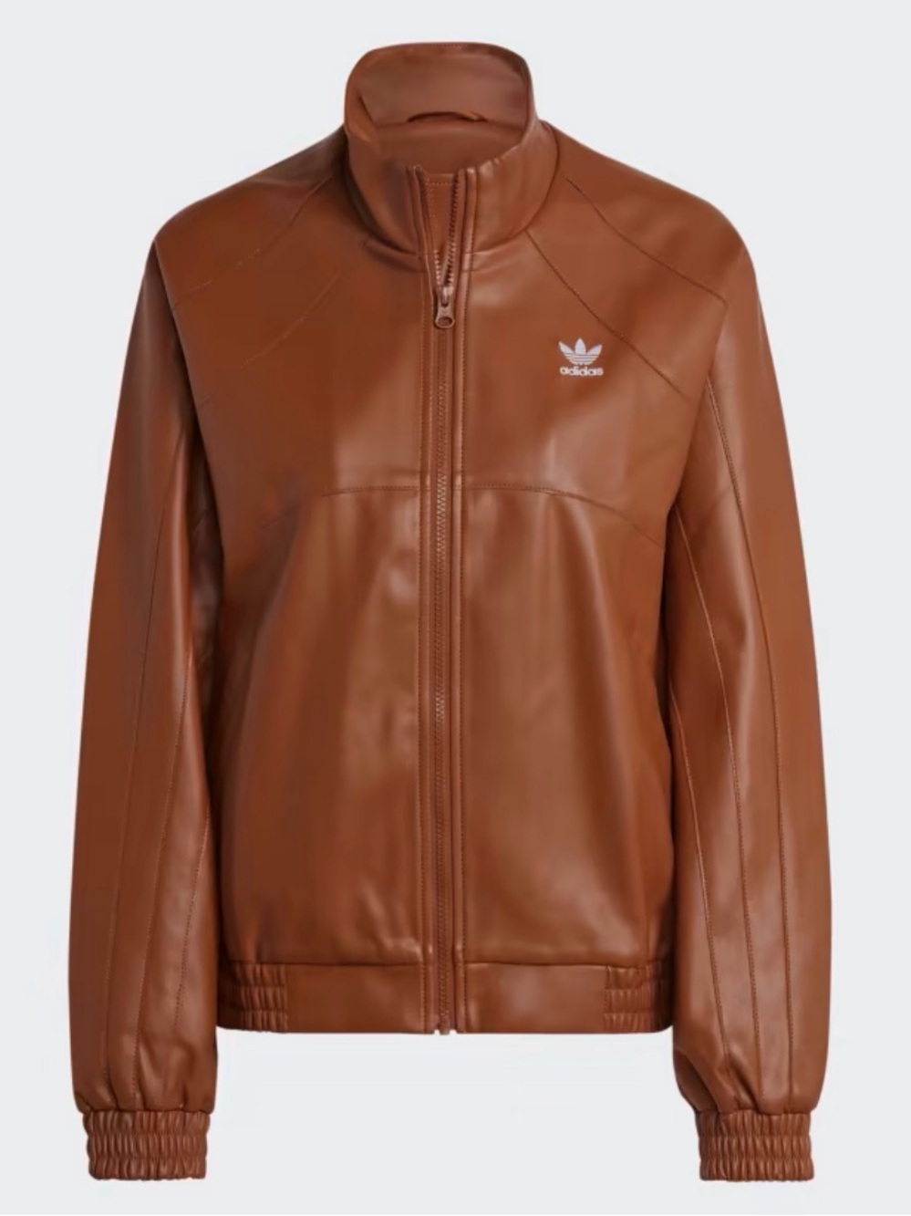 adidas Brown Faux Leather Track Jacket